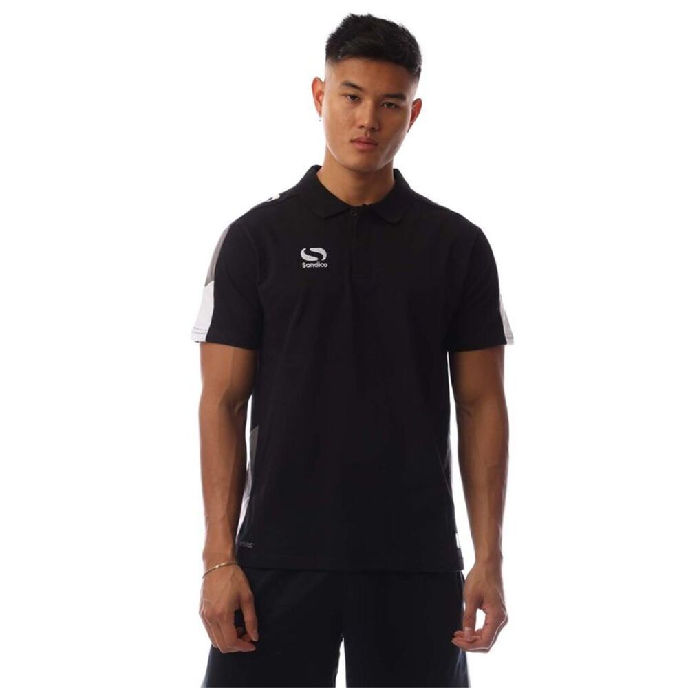 Sondico Mens Venata Collared Polo Shirt / Black/Charcoal/White